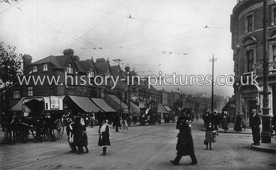 The Broadway, Romford Rd junction High St. North, Manor Park, London. c.1916